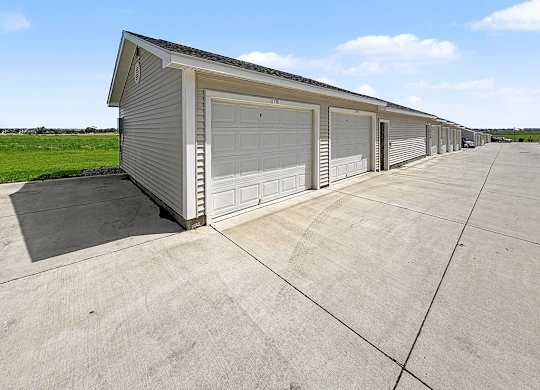 A long row of garages with remote openers at Trade Winds Apartment Homes, Elkhorn, NE, 68022