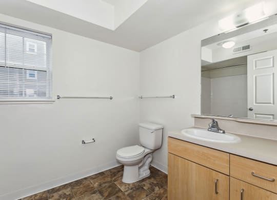 spacious bathroom with a window at Trillium Pointe Apartment Homes, Jackson, Michigan