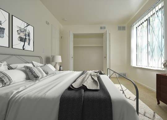 Timberland Layout Bedroom Model at Woodland Place Apartments, Midland, MI