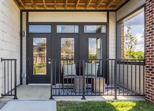 View of Private Patios at Upper Vue Flats, Dublin, OH