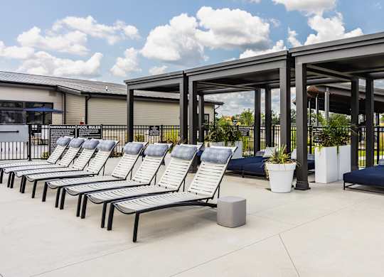 Row of lounge chairs at Upper Vue Flats, Dublin