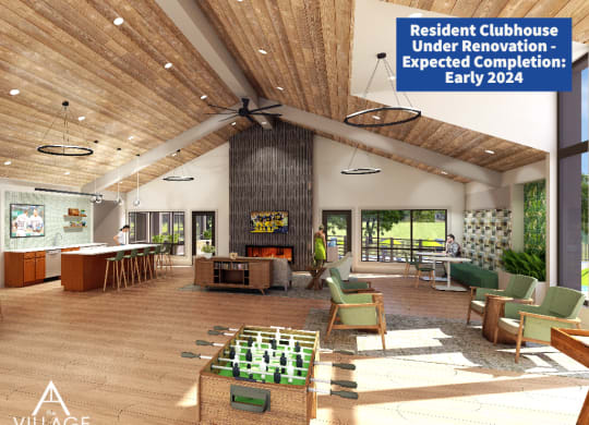 a rendering of the resident clubhouse at the residences at silver hill in wixom, mi at The Village Apartments, Wixom, 48393