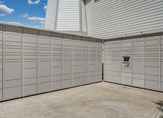 Amazon Hub Lockers for 24/7 package pick up at Waterfront Apartments clubhouse at WaterFront Apartments, Virginia Beach, VA, Virginia
