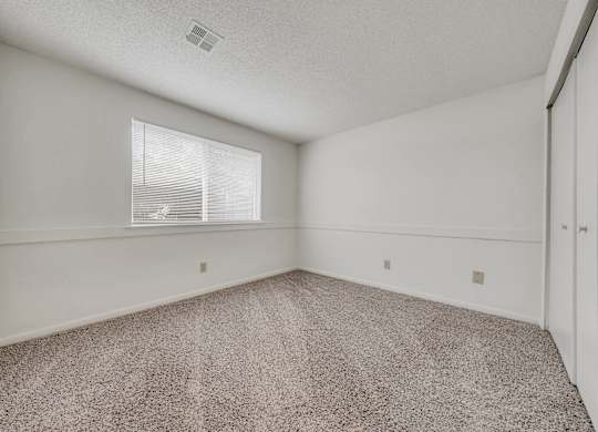 A room with a carpeted floor and a window with blinds at WaterFront Apartments, Virginia Beach, 23453