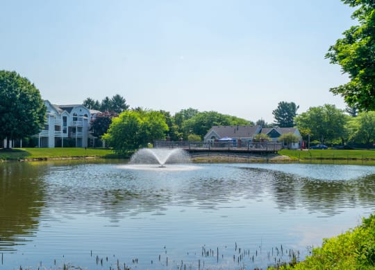 Pond with Fountain at Windmill Lakes Apartments, Holland, 49424