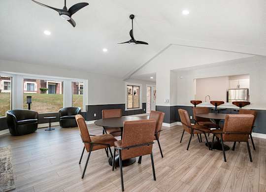 A modern dining area in the community building at Wingate Apartments, Kentwood