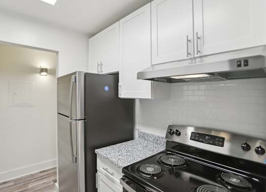 Stainless steel appliances in modern kitchen