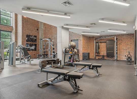 A gym with a variety of equipment.