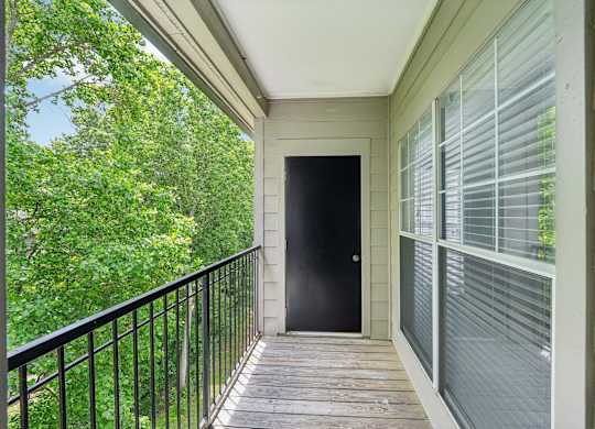A balcony with storage