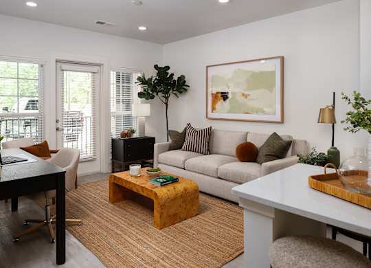 living room with patio access