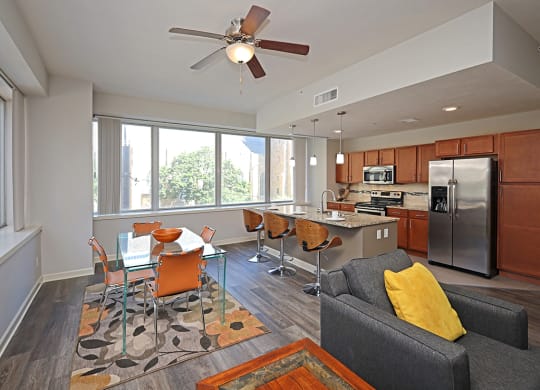 Updated Model Suite with All New LVT Hard Surface Flooring at Residences at 1717 Cleveland OH- Living Area