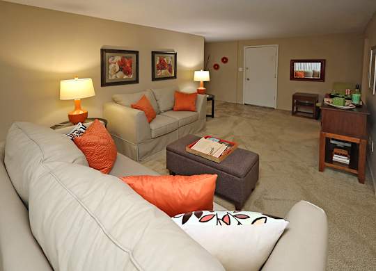 Model Suite Living Room at Water's Edge Apartments in Euclid OH