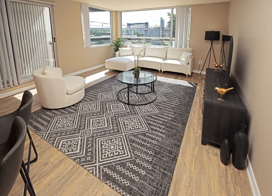 Model Suite with All New LVT Hard Surface Flooring in the Living Areas - Stonebridge Waterfront in Flats District Cleveland OH
