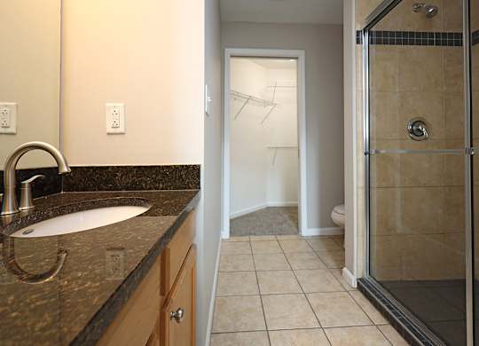 Master Bathroom at The Residences at 668 Apartments, Cleveland OH 44114