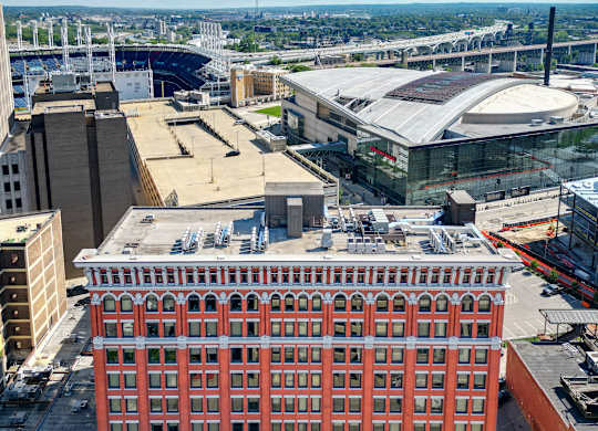 Exterior Neighborhood of Historic Electric Building in Cleveland Ohio