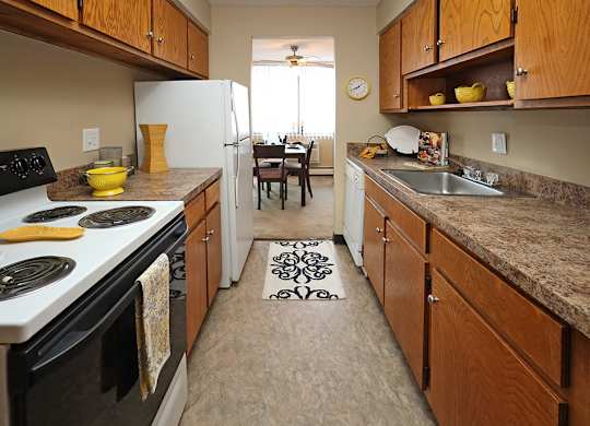 2 Bedroom 1 Bath Model Suite Kitchen at Harbor Crest Apartments in Euclid OH
