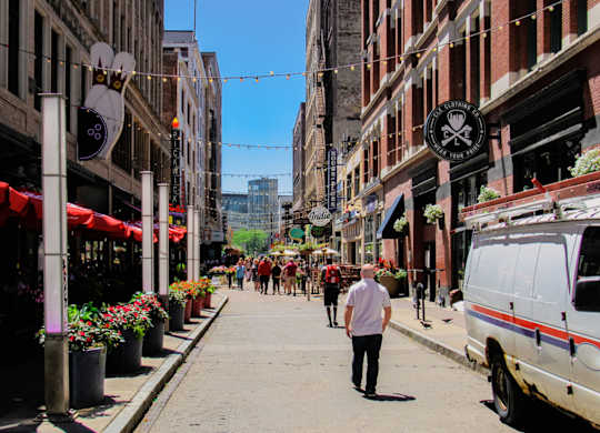 A downtown Cleveland street  near The Terminal Tower Residences