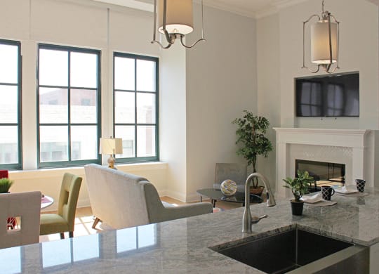 Living Room Remodel With Fireplace at Residences at Halle, Ohio, 44113