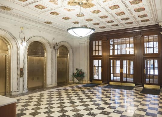 Ornate Marble Lobby at Residences at Leader, Cleveland