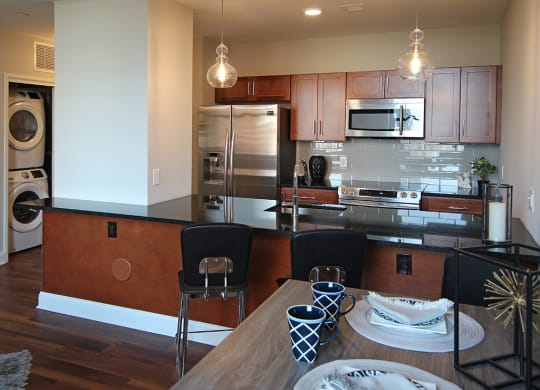 Kitchen Plus Dining at The Terminal Tower Residences Apartments, Cleveland, OH