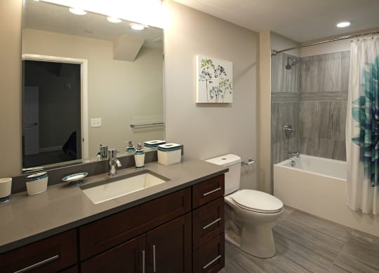 Bathroom at The Terminal Tower Residences, Cleveland Apartments, OH, 44113