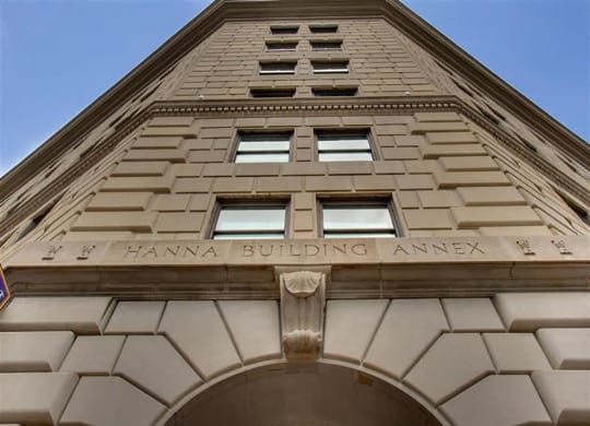 Elegant Exterior View at The Residences At Hanna Apartments, Cleveland