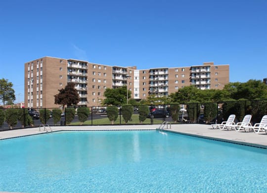 Outdoor Swimming Pool at Trinity Towers Apartments, Bedford Heights, 44146