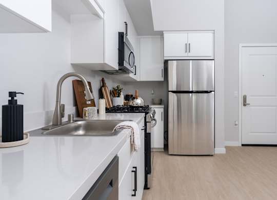 Kitchen with stainless steel appliances