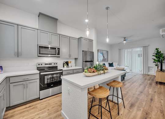 Kitchen with a Microwave at Estia Roseville Apartments, Roseville, 95747