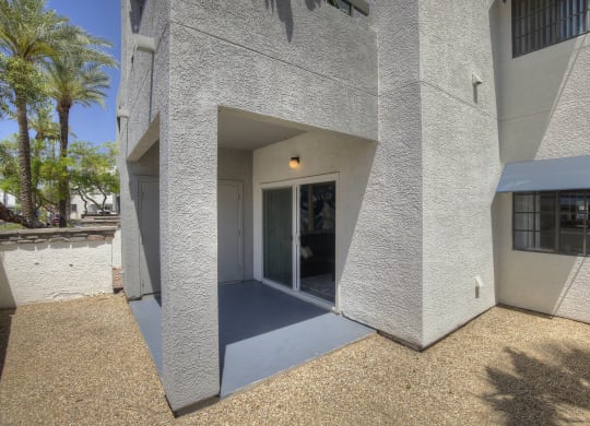 the entrance to a building with a glass door at Vaseo Apartments, Phoenix Arizona