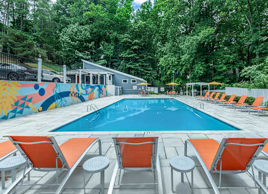 Resort style pool at Crest at East Cobb Apartments, Marietta, GA