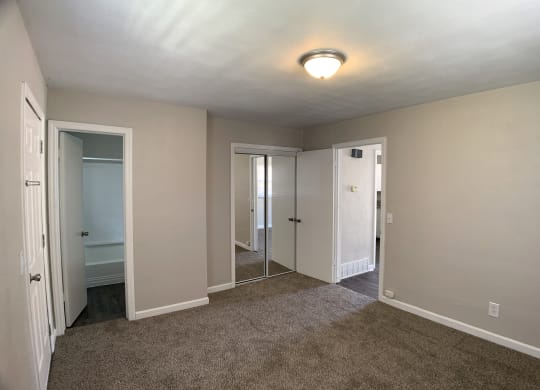 Master bed room connected to bathroom