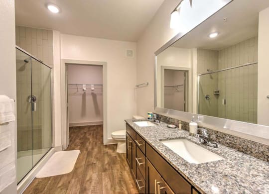 Bathroom with Large Mirror and Shower at Fountainhead, Jacksonville, FL, 32258