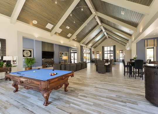 clubhouse with pool table at Cabana Club - Galleria Club Apartments, Jacksonville, 32256