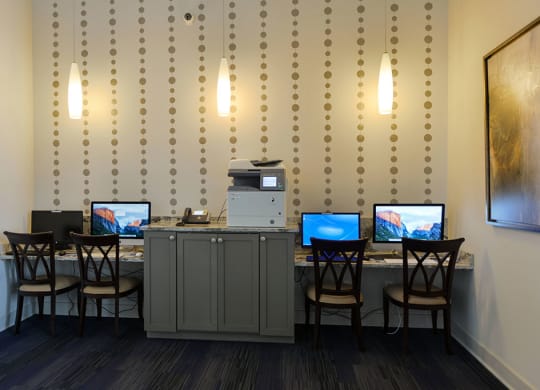 a room with a bunch of computers on a table  at Cabana Club - Galleria Club, Florida, 32256