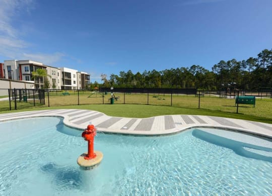 a pool with a red fire hydrant in the middle of it  at Luxor Club, Florida, 32258
