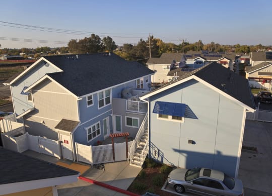 Mutual Housing at the Highlands units photographed from above