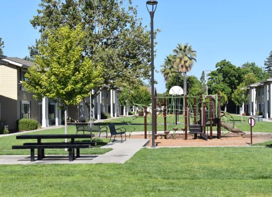 Mutual Housing on the Greenway playground and picnic tables