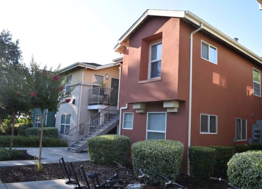 Tremont Green Mutual Housing Community unit exterior, sidewalks