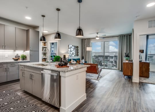 Astra Avery Ranch Kitchen with Island and Living Room