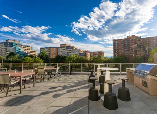 TriVista on Speer Exterior BBQ Area with Seating