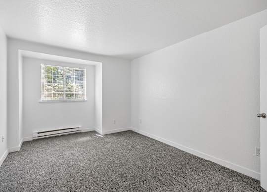 A room with a window and a door.