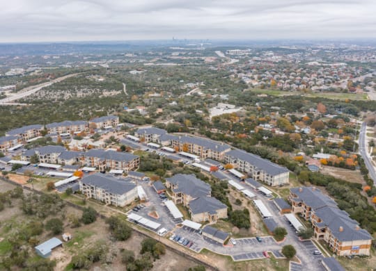 Hudson Miramont Apartments Aerial View of Community and Surrounding Neighborhood