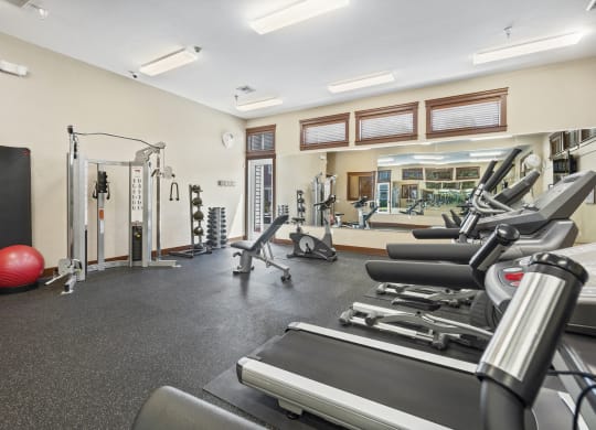 Little Tuscany Apartments & Townhomes - Fitness Room with Free Weights, Bench, Treadmill, Elliptical, Stationary Bike