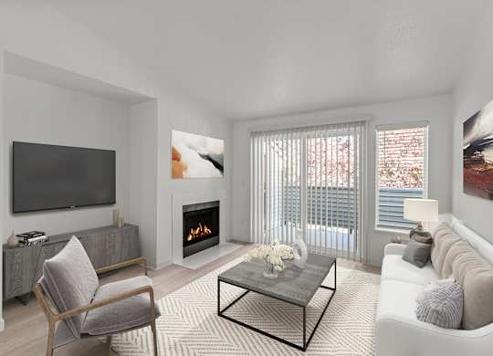 a living room with a couch and a coffee table