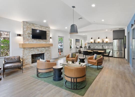 Alvista 23 Apartment Homes Clubhouse Lounge with Fireplace