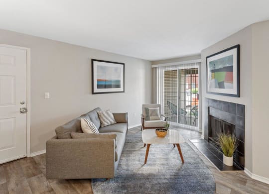Alvista 23 Apartment Homes Model Living Room with Fireplace