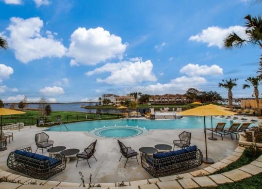 Aura Beacon Island Pool with Lounge Chairs