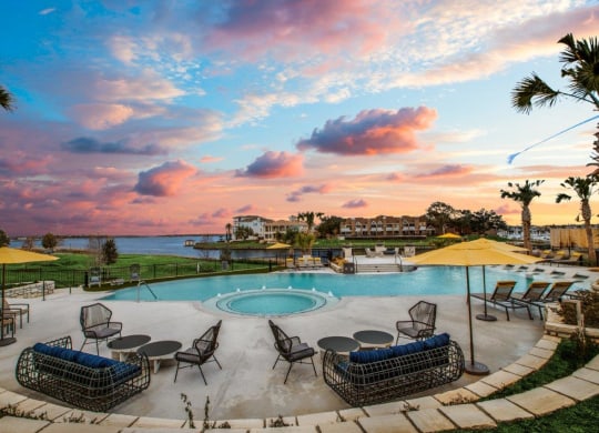 Aura Beacon Island Pool with Lounge Chairs