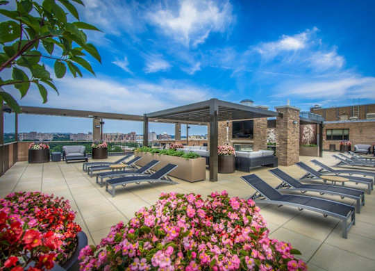 Patio lounge seating on a rooftop